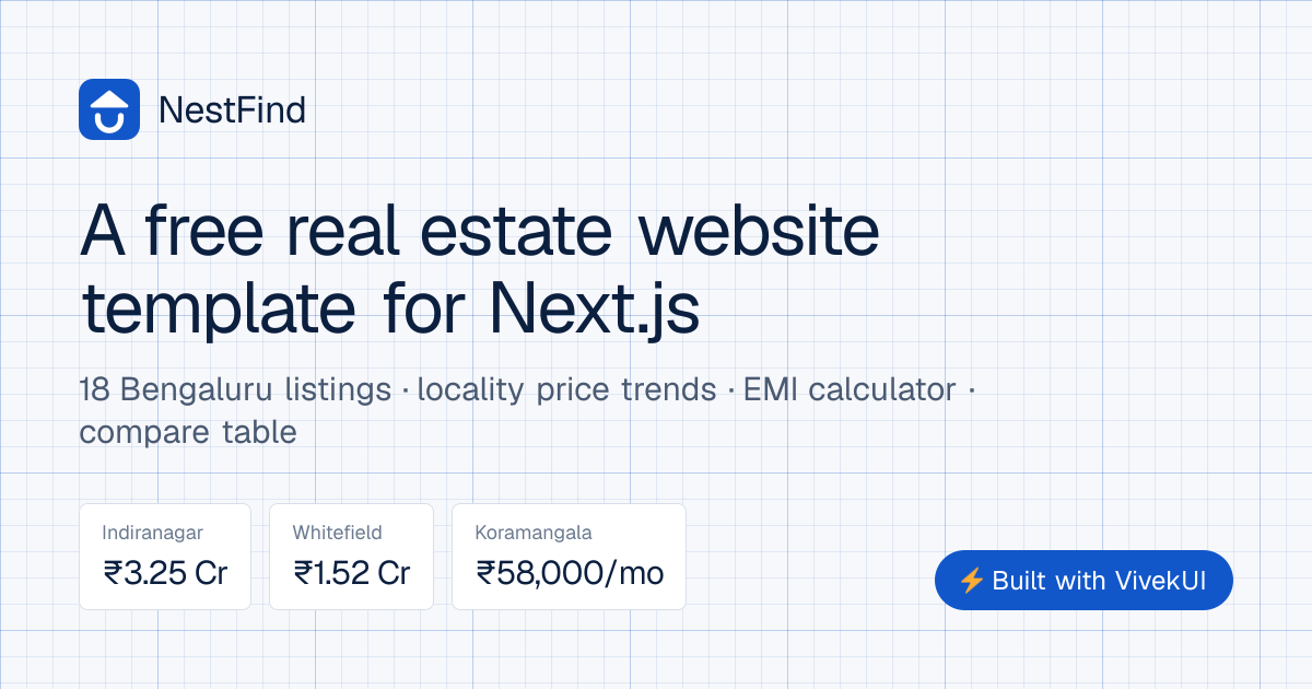 NestFind — a free real estate website template for Next.js